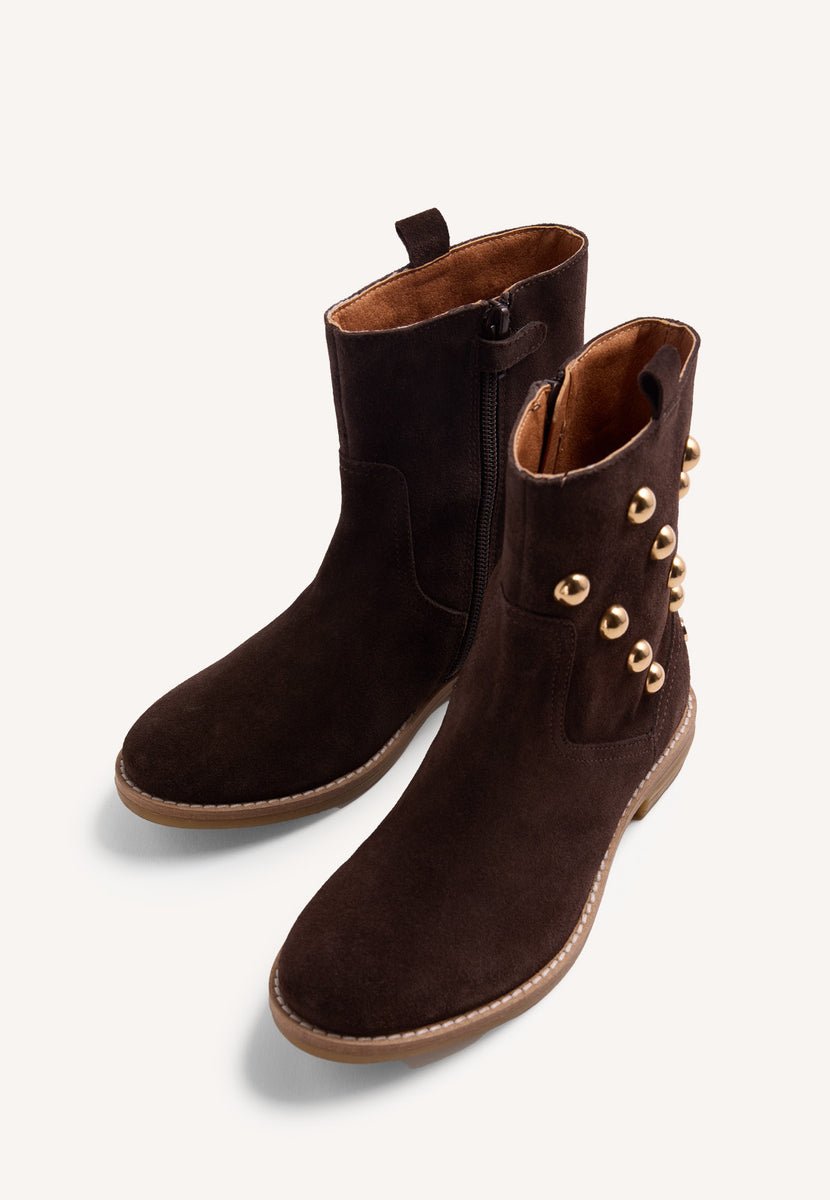 CHOCOLATE LEATHER ANKLE BOOTS