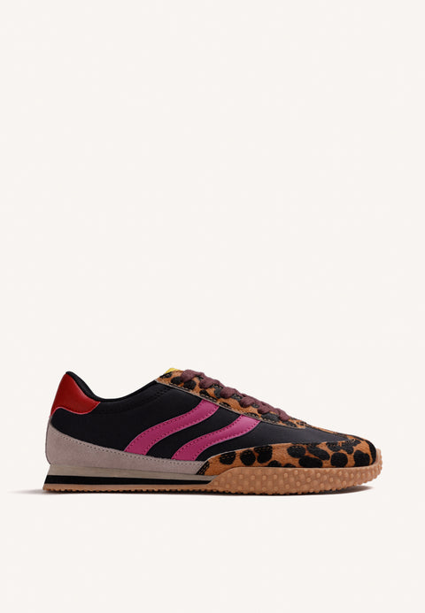 BLACK SUEDE LEATHER AND NYLON SNEAKERS