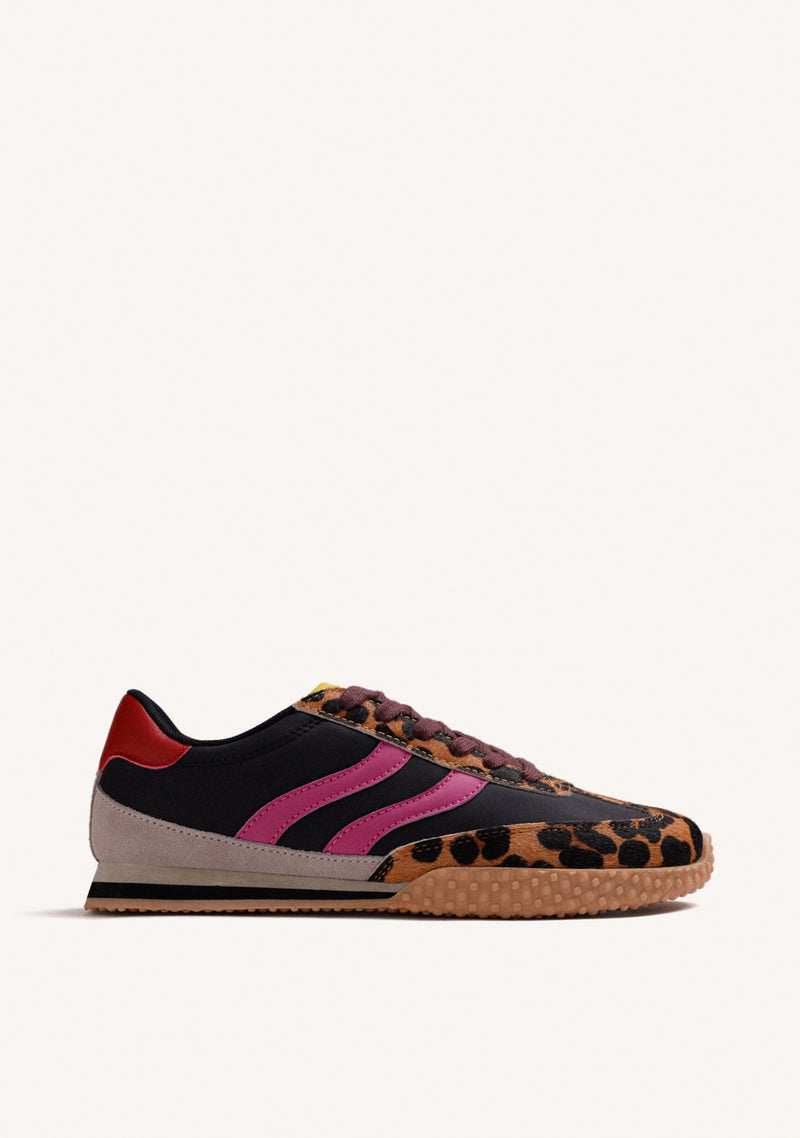 BLACK SUEDE LEATHER AND NYLON SNEAKERS