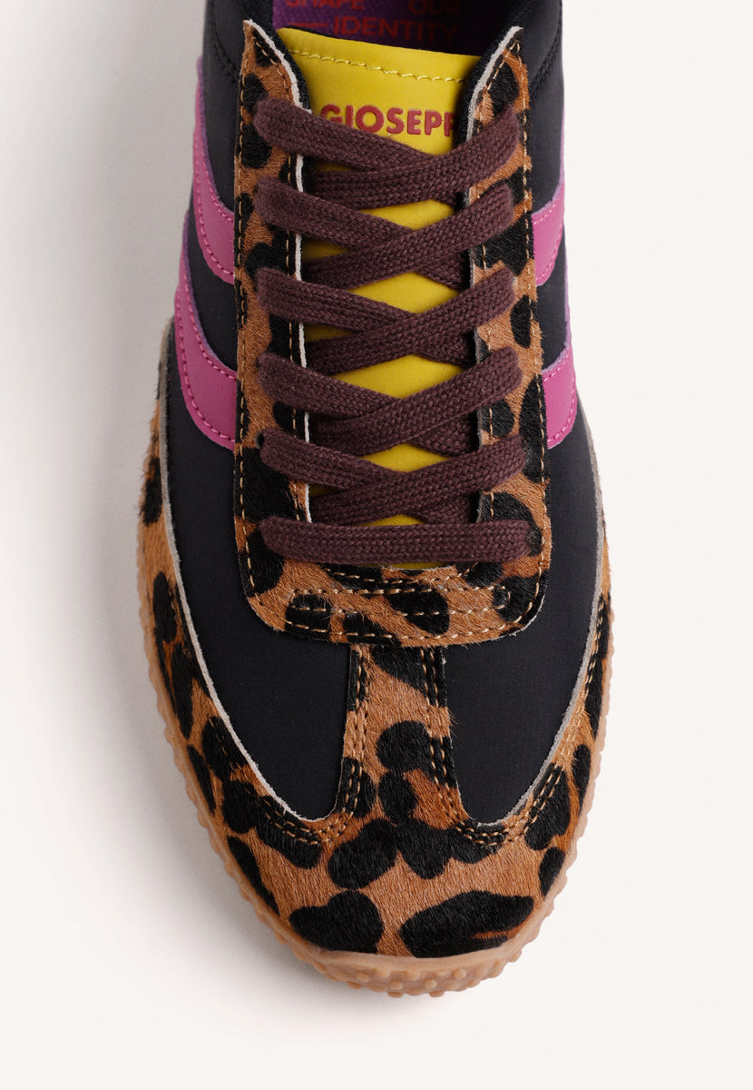 BLACK SUEDE LEATHER AND NYLON SNEAKERS