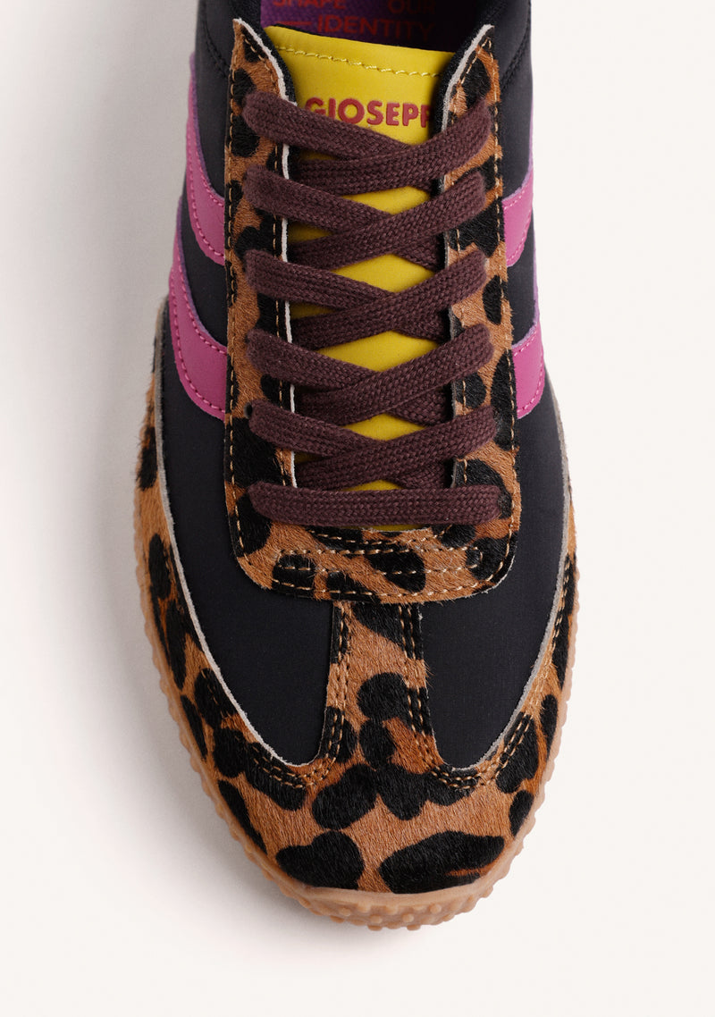 BLACK SUEDE LEATHER AND NYLON SNEAKERS