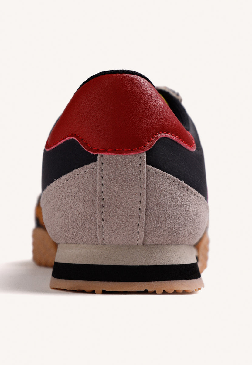 BLACK SUEDE LEATHER AND NYLON SNEAKERS