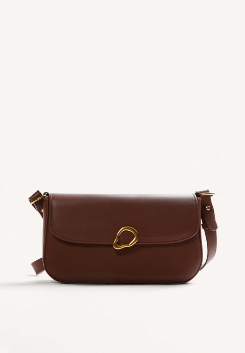 BOLSO BANDOLERA MARRÓN HEBILLA