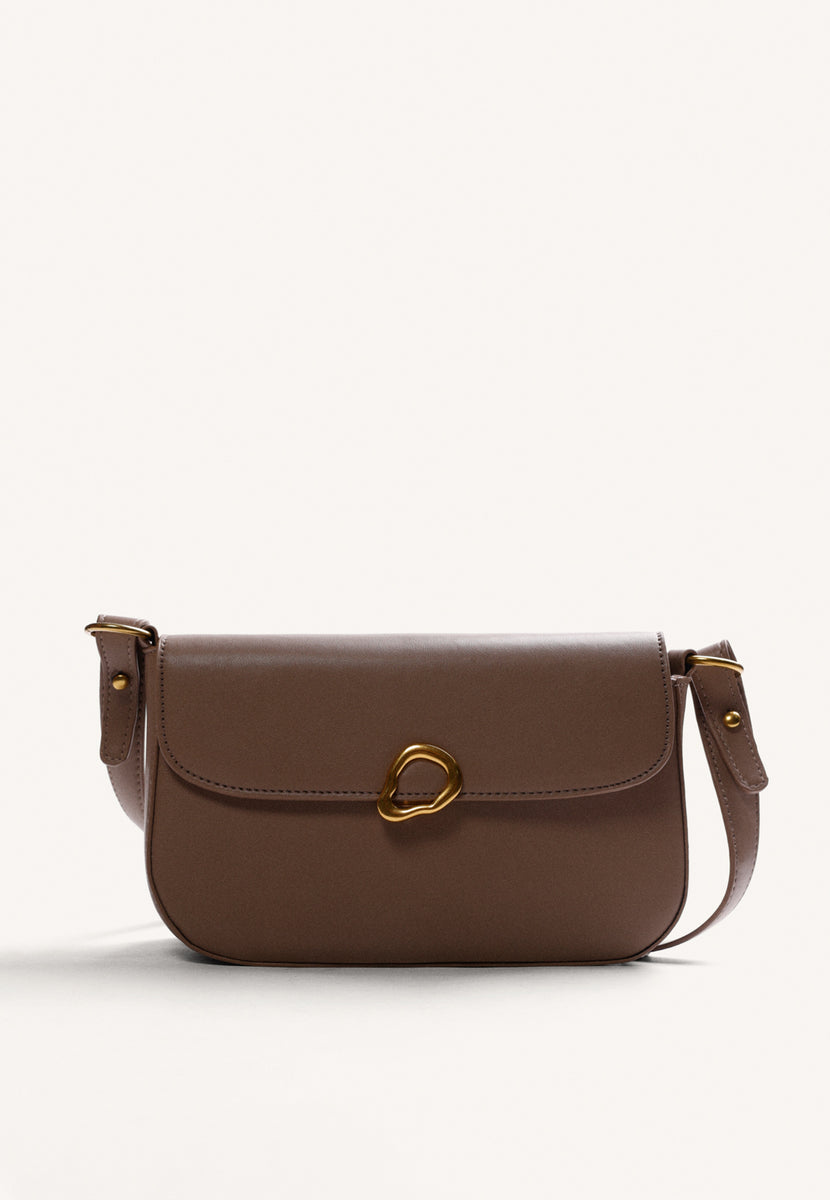 BOLSO BANDOLERA TAUPE HEBILLA