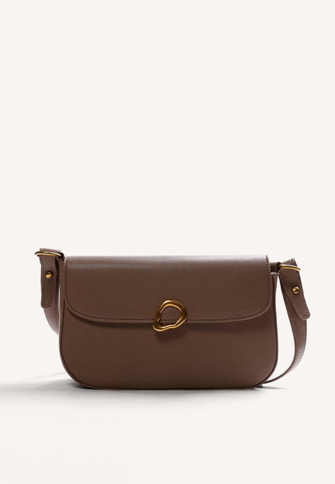 BOLSO BANDOLERA TAUPE HEBILLA