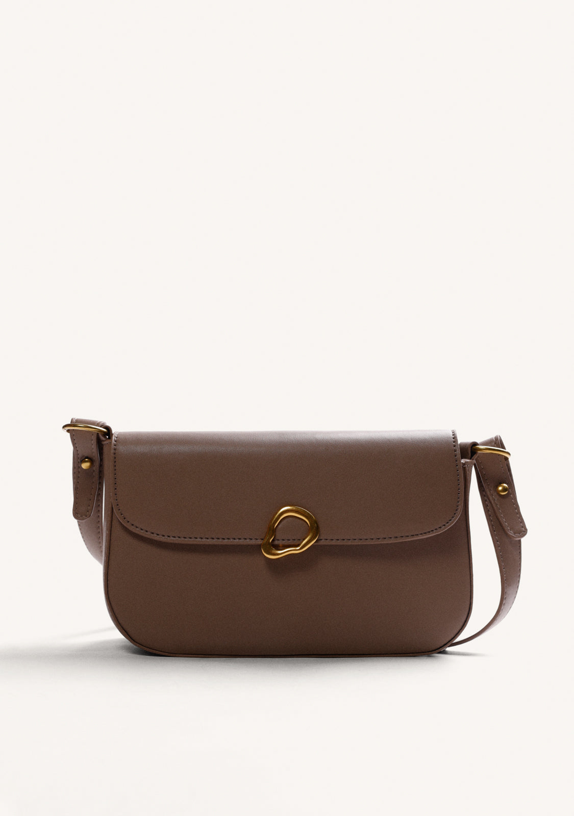 BOLSO BANDOLERA TAUPE HEBILLA