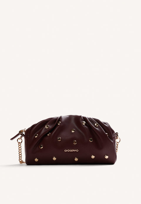 BOLSO BANDOLERA BURDEOS EFECTO ARRUGADO TACHAS