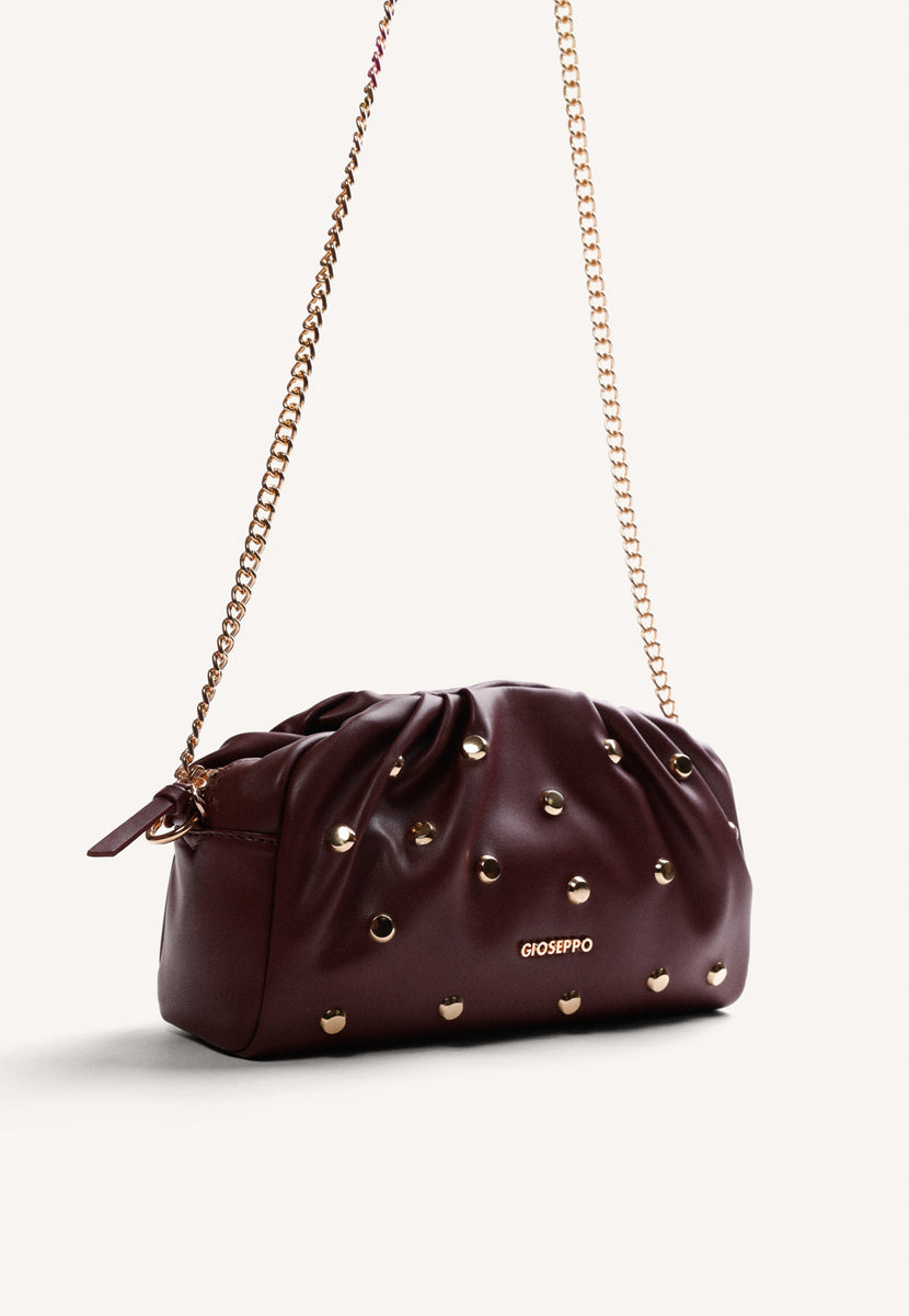 BOLSO BANDOLERA BURDEOS EFECTO ARRUGADO TACHAS