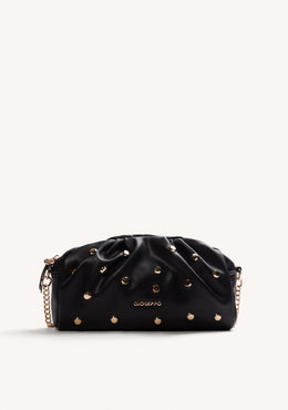 BORSA A TRACOLLA NERA EFFETTO STROPPIATO BORCHIE