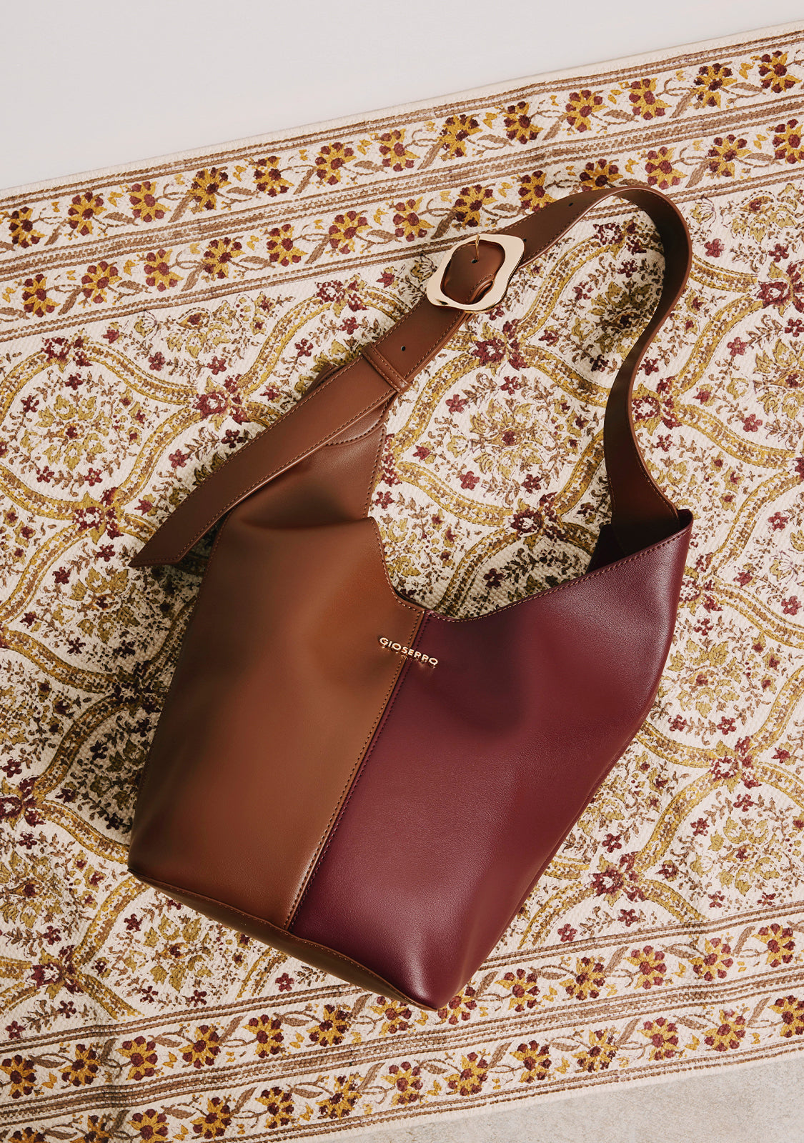 MAXI BUCKET BAG BROWN AND PURPLE