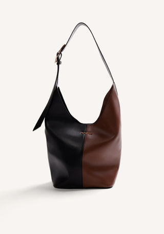 MAXI BUCKET BAG BLACK AND BROWN