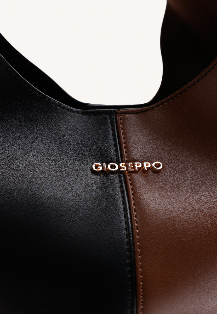 BOLSO MAXI BUCKET NEGRO Y MARRÓN