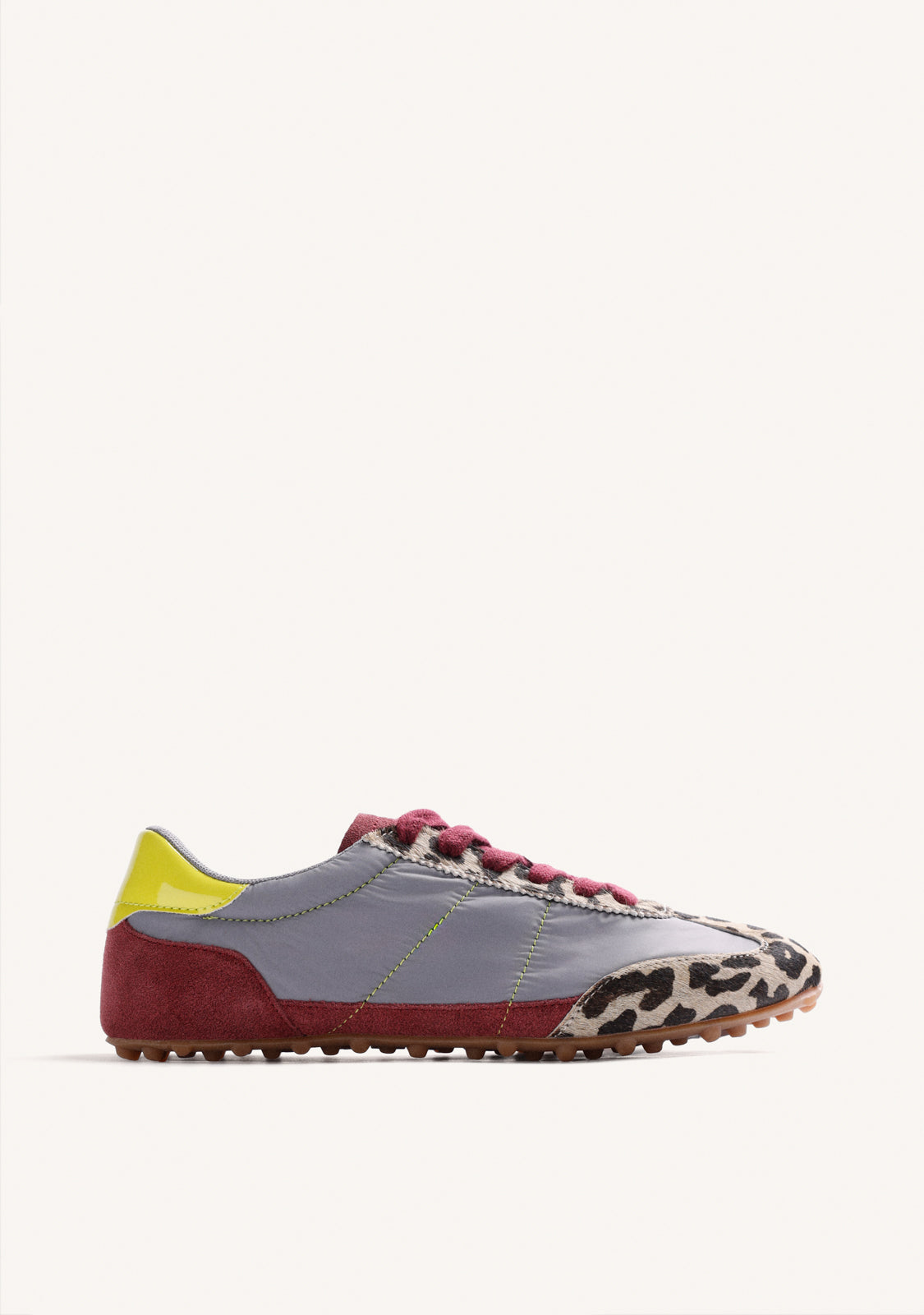 GREY SUEDE LEATHER AND NYLON SNEAKERS