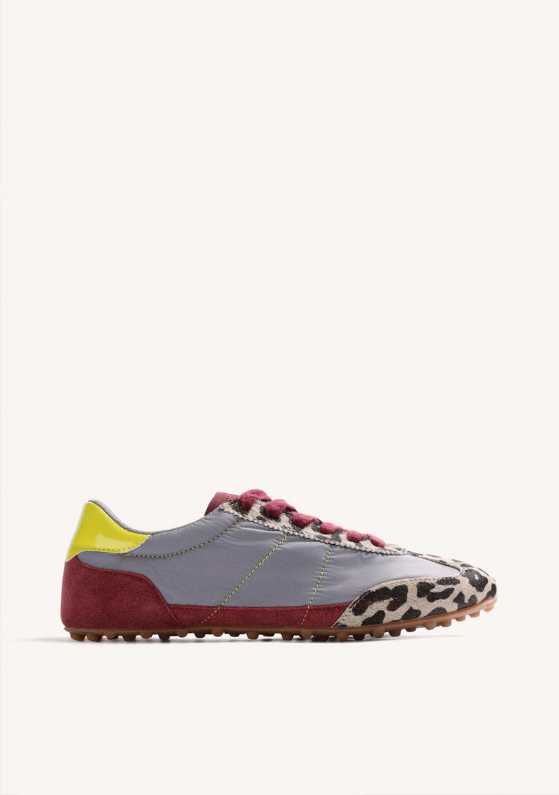 GREY SUEDE LEATHER AND NYLON SNEAKERS
