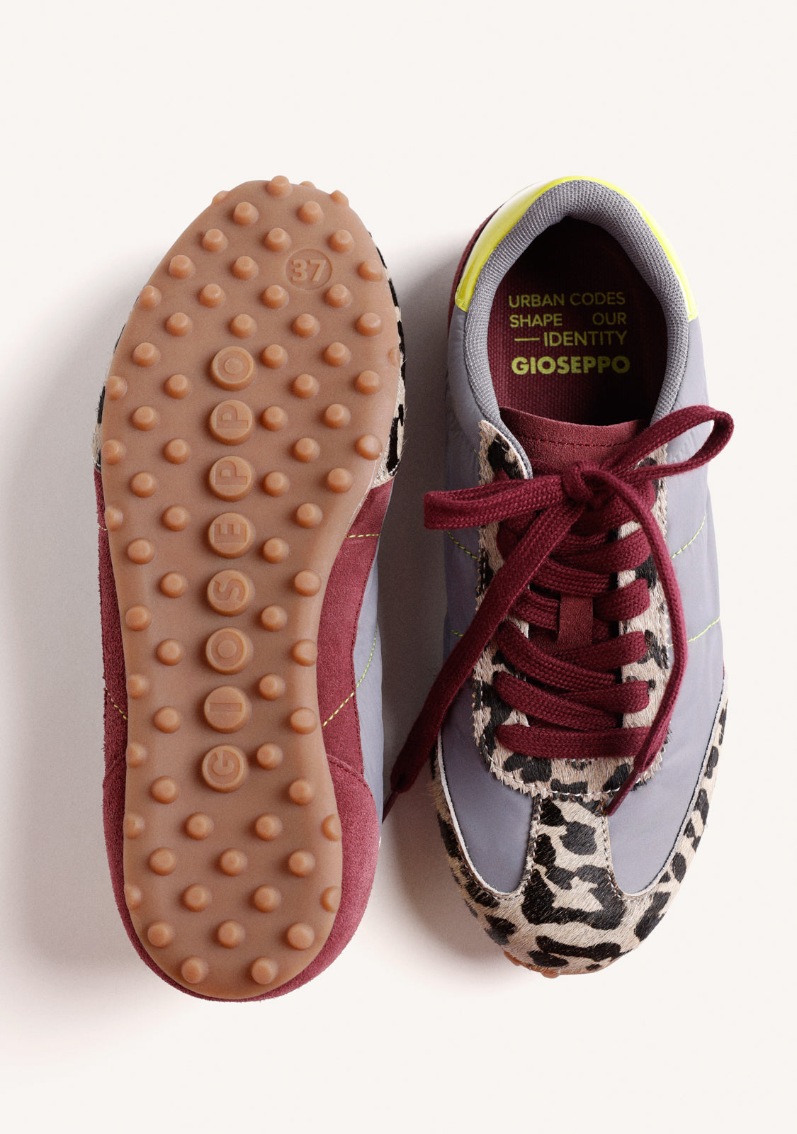 GREY SUEDE LEATHER AND NYLON SNEAKERS