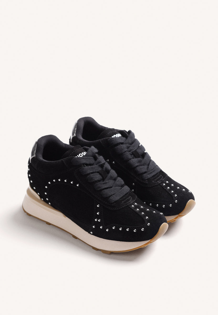 ZAPATILLAS NEGRO PIEL CUÑA