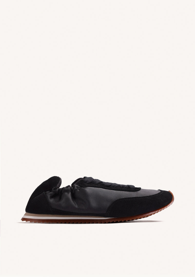 ZAPATILLAS NEGRAS PIEL Y SATÉN