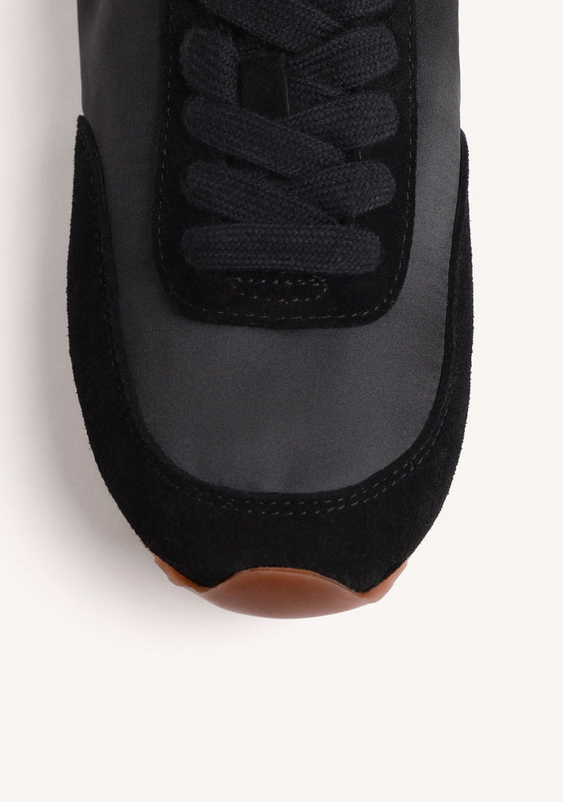 ZAPATILLAS NEGRAS PIEL Y SATÉN
