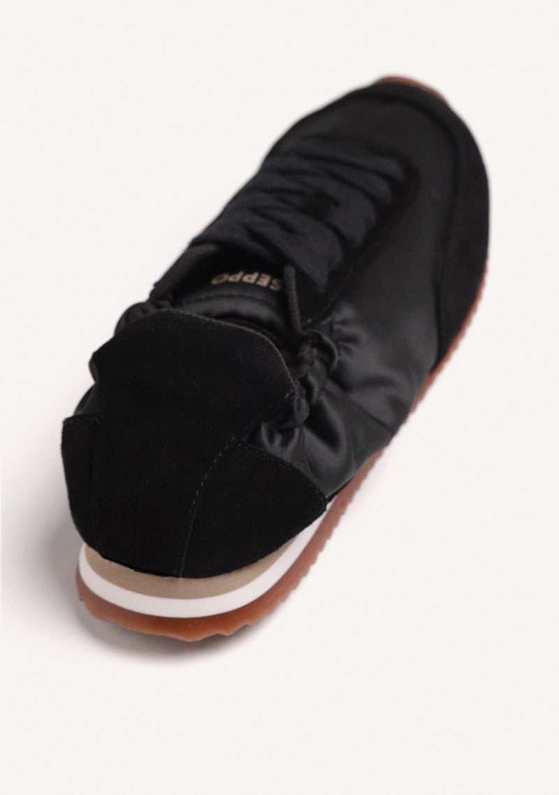 ZAPATILLAS NEGRAS PIEL Y SATÉN