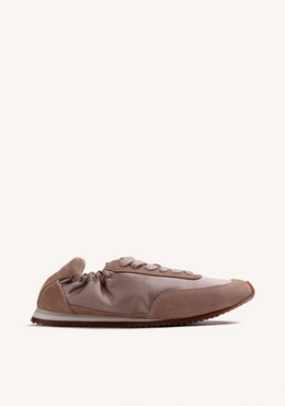 SCARPE TAUPE IN PELLE E RASO