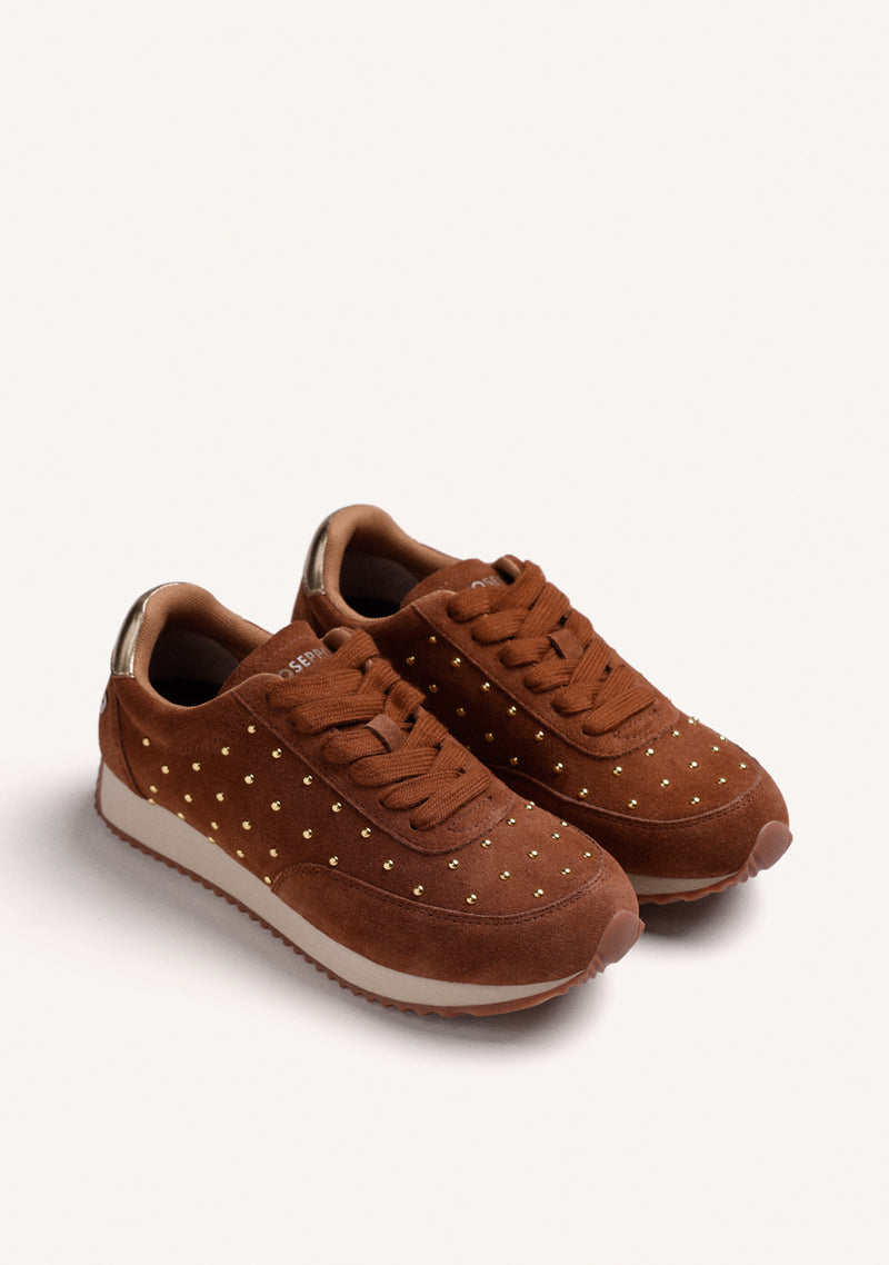 BROWN STUDDED SNEAKERS