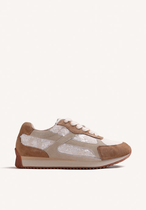 CREAM SHINY LEATHER SNEAKERS