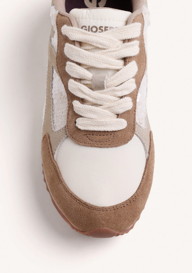 CREAM SHINY LEATHER SNEAKERS