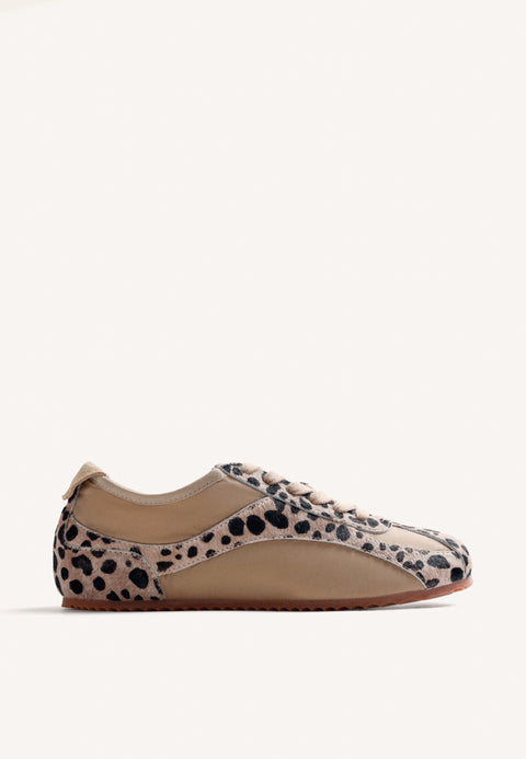 ANIMAL PRINT LEATHER AND NYLON SNEAKERS