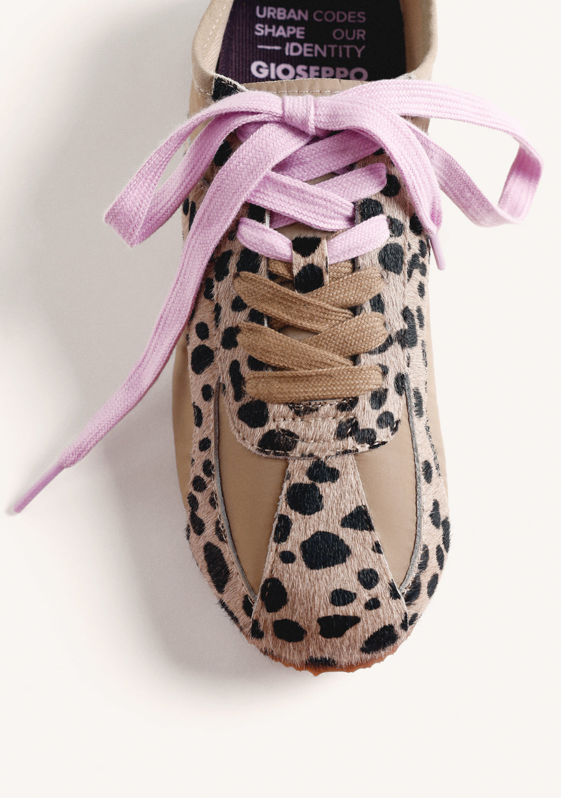 ANIMAL PRINT LEATHER AND NYLON SNEAKERS