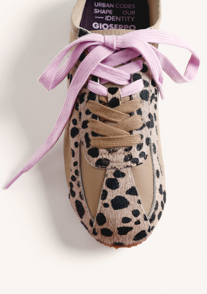 ANIMAL PRINT LEATHER AND NYLON SNEAKERS
