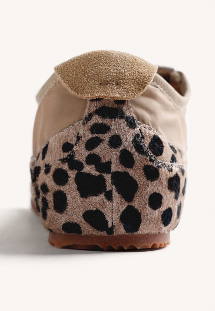 ANIMAL PRINT LEATHER AND NYLON SNEAKERS
