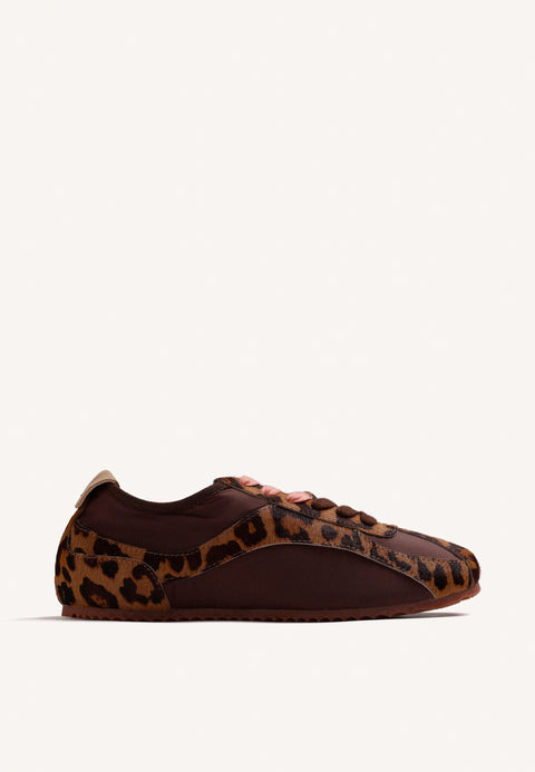 ANIMAL PRINT LEATHER AND NYLON SNEAKERS