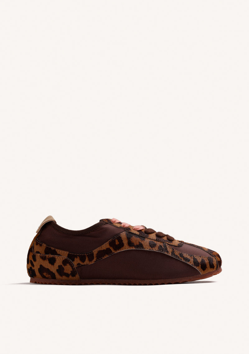 ANIMAL PRINT LEATHER AND NYLON SNEAKERS