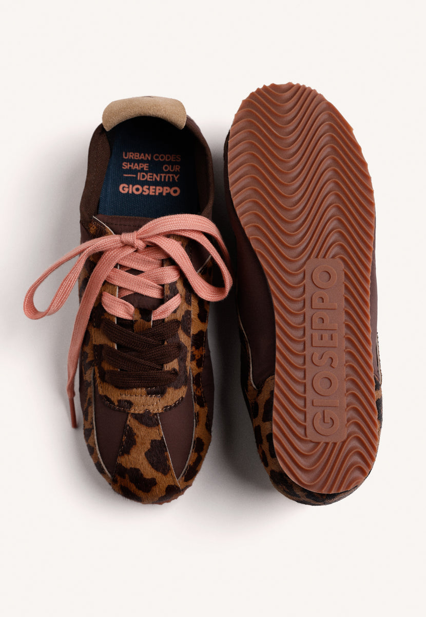 ANIMAL PRINT LEATHER AND NYLON SNEAKERS