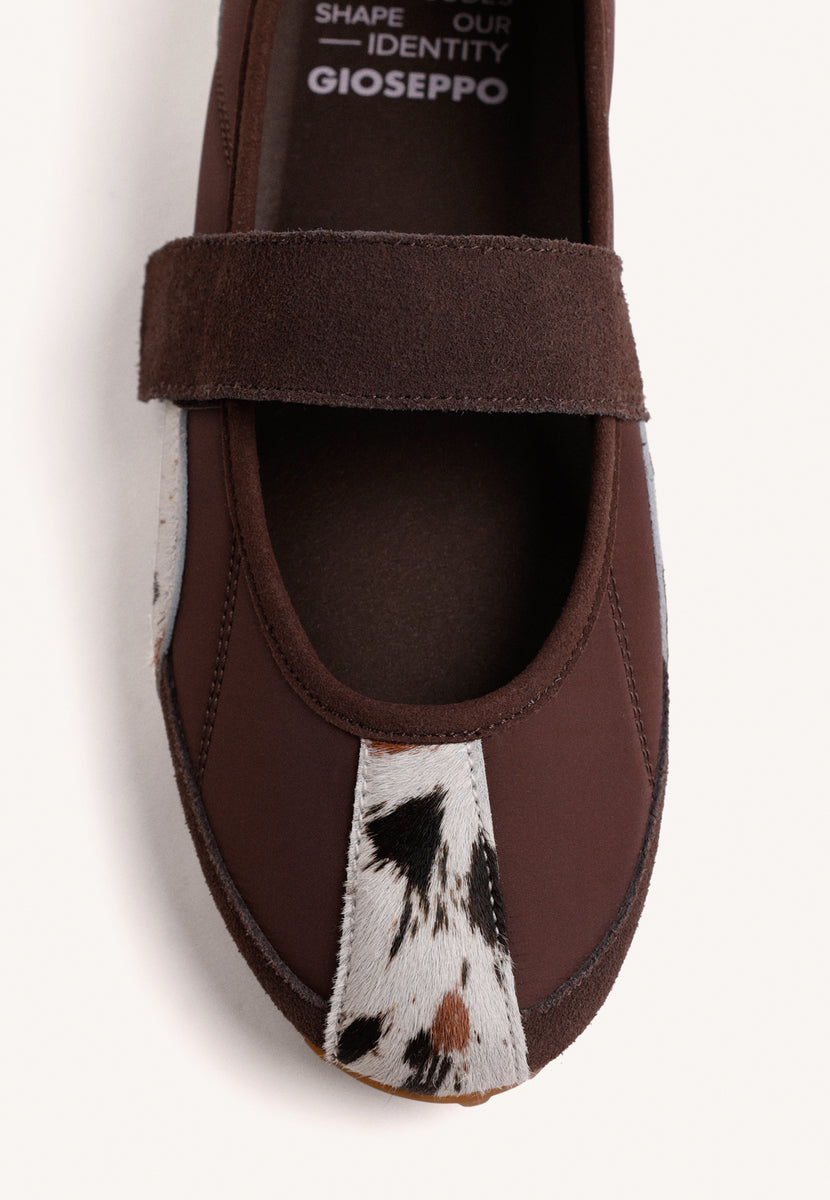 SPORTY LEATHER BALLERINAS WITH ANIMAL PRINT