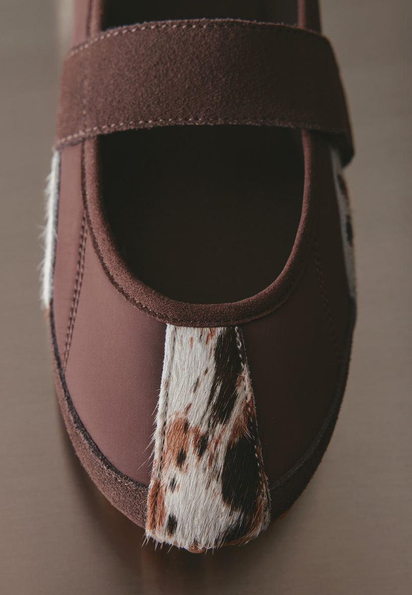 SPORTY LEATHER BALLERINAS WITH ANIMAL PRINT