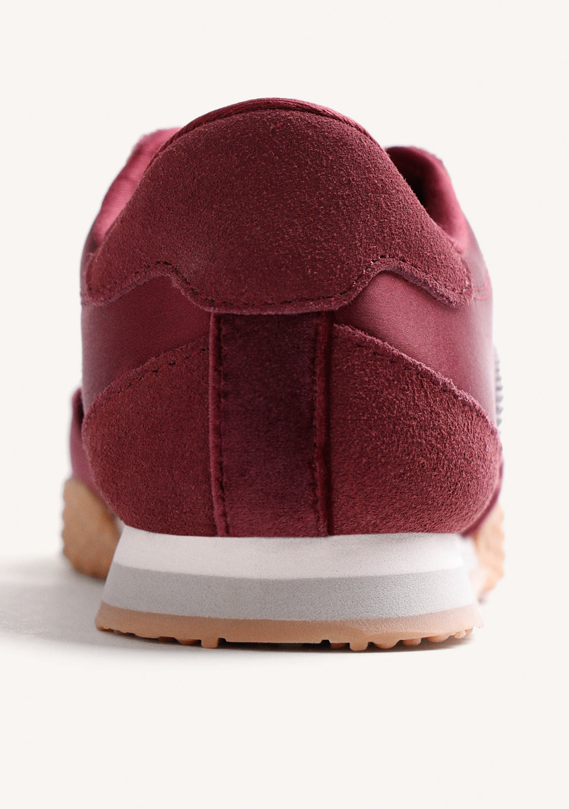 BURGUNDY LEATHER AND SATIN SNEAKERS