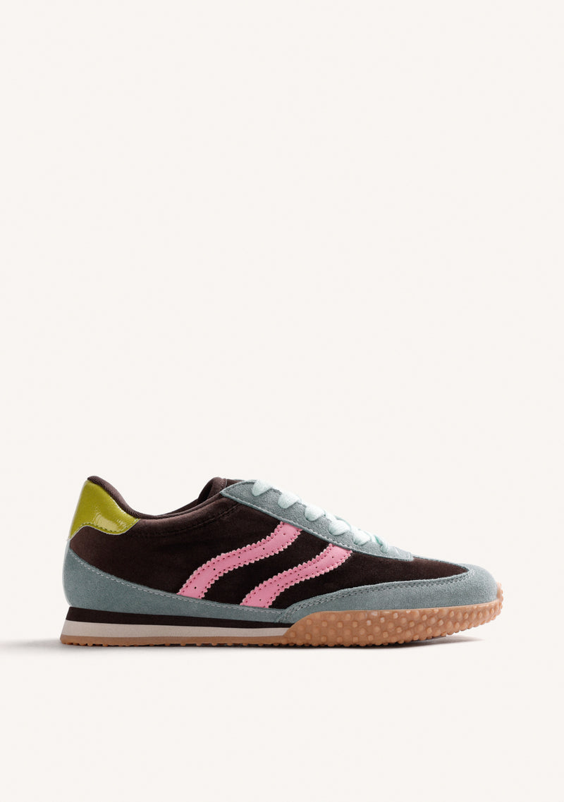 LEATHER AND VELVET SNEAKERS