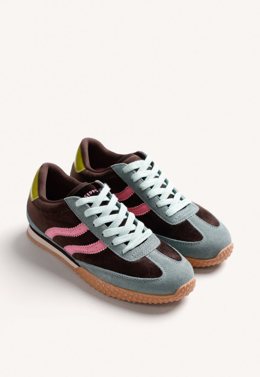 LEATHER AND VELVET SNEAKERS