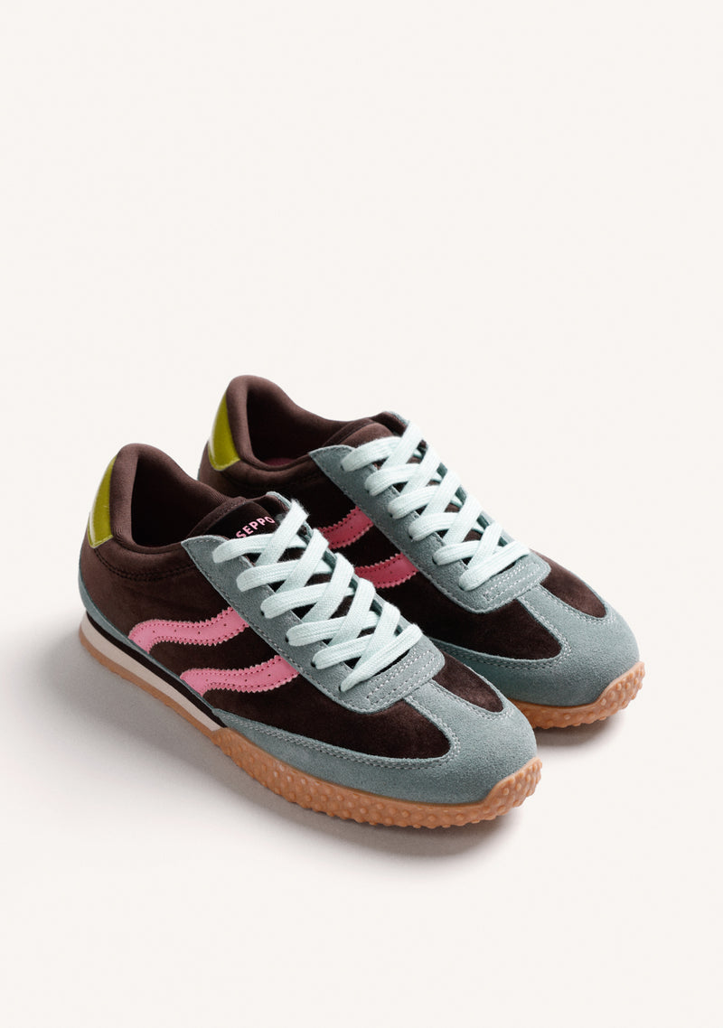 LEATHER AND VELVET SNEAKERS