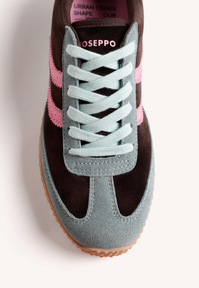 LEATHER AND VELVET SNEAKERS