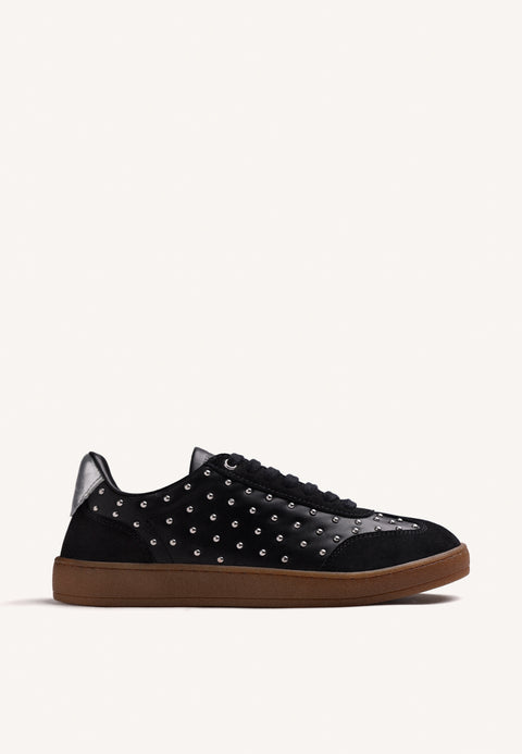 BLACK LEATHER SNEAKERS WITH STUDS