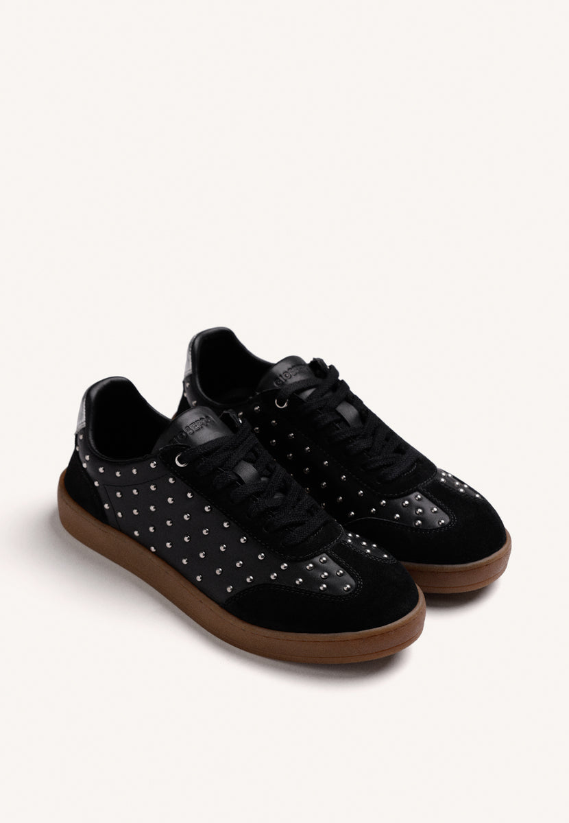 BLACK LEATHER SNEAKERS WITH STUDS