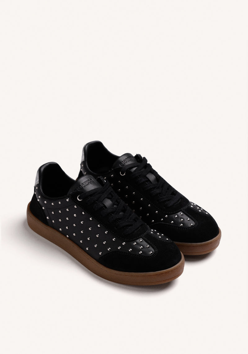 SCARPE DA GINNASTICA NERE IN PELLE CON BORCHIE