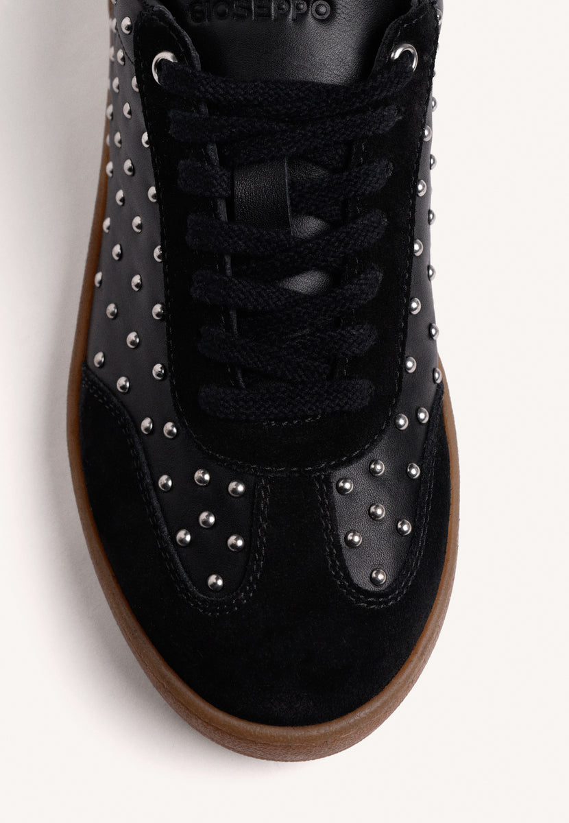 BLACK LEATHER SNEAKERS WITH STUDS