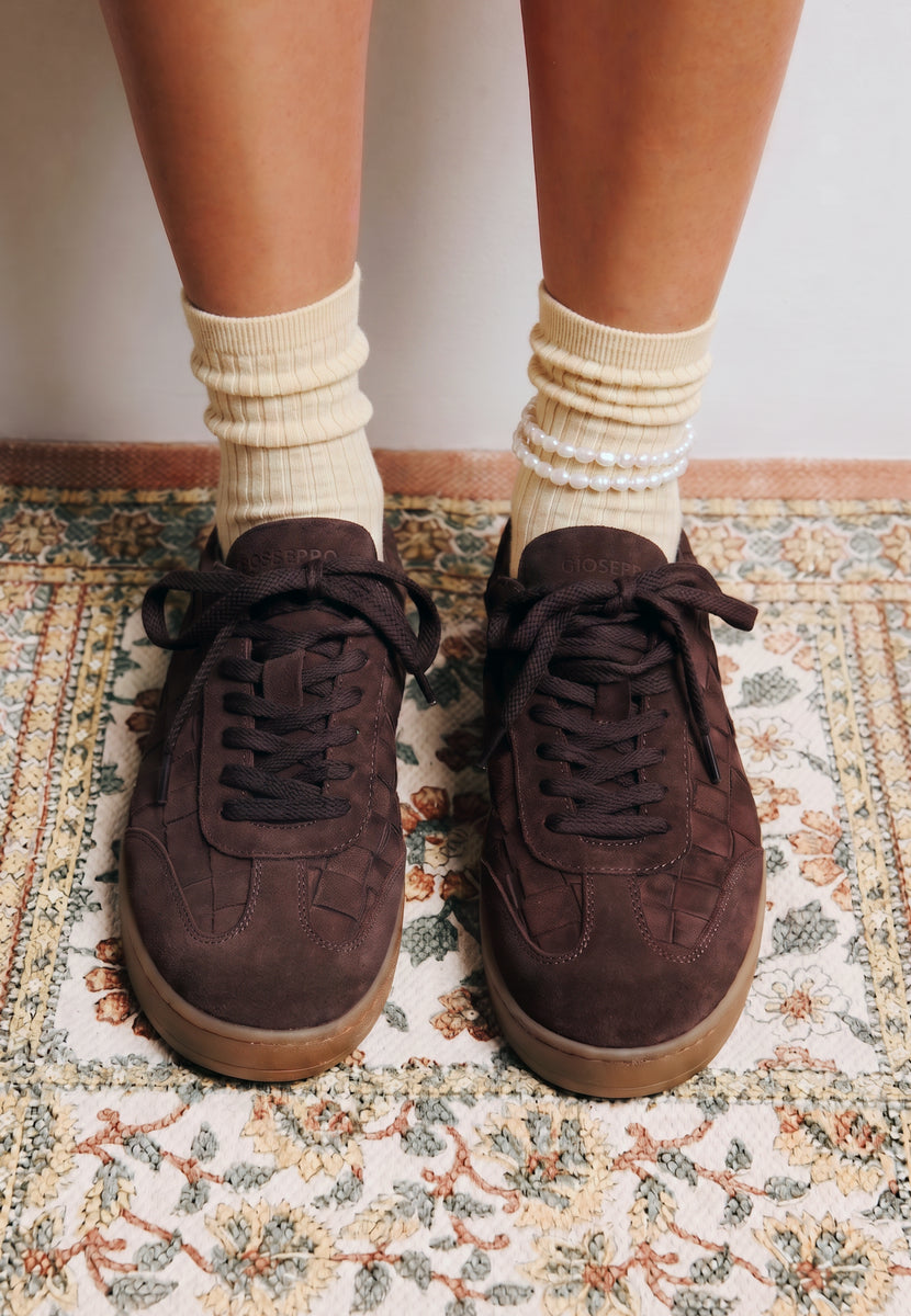 SCARPE DA GINNASTICA MARRONI IN PELLE