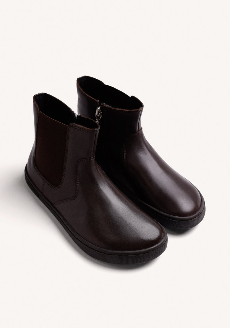 BROWN BAREFOOT LEATHER ANKLE BOOTS