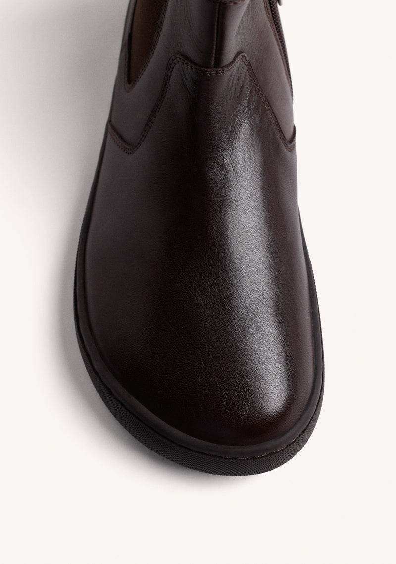 BROWN BAREFOOT LEATHER ANKLE BOOTS