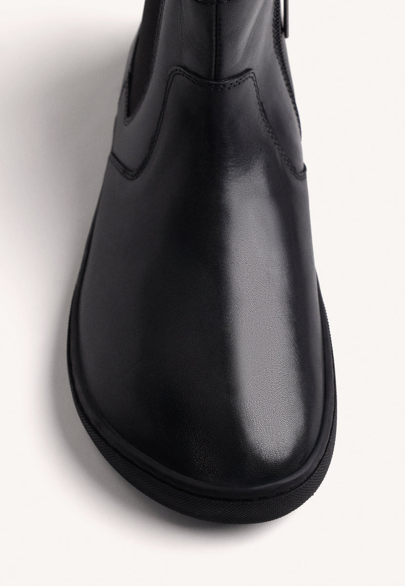 BLACK BAREFOOT LEATHER ANKLE BOOTS
