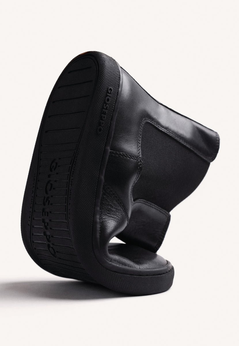 BLACK BAREFOOT LEATHER ANKLE BOOTS